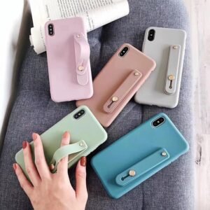 candy color for iphone silicone wrist strap bracket soft Cute phone case for samsung